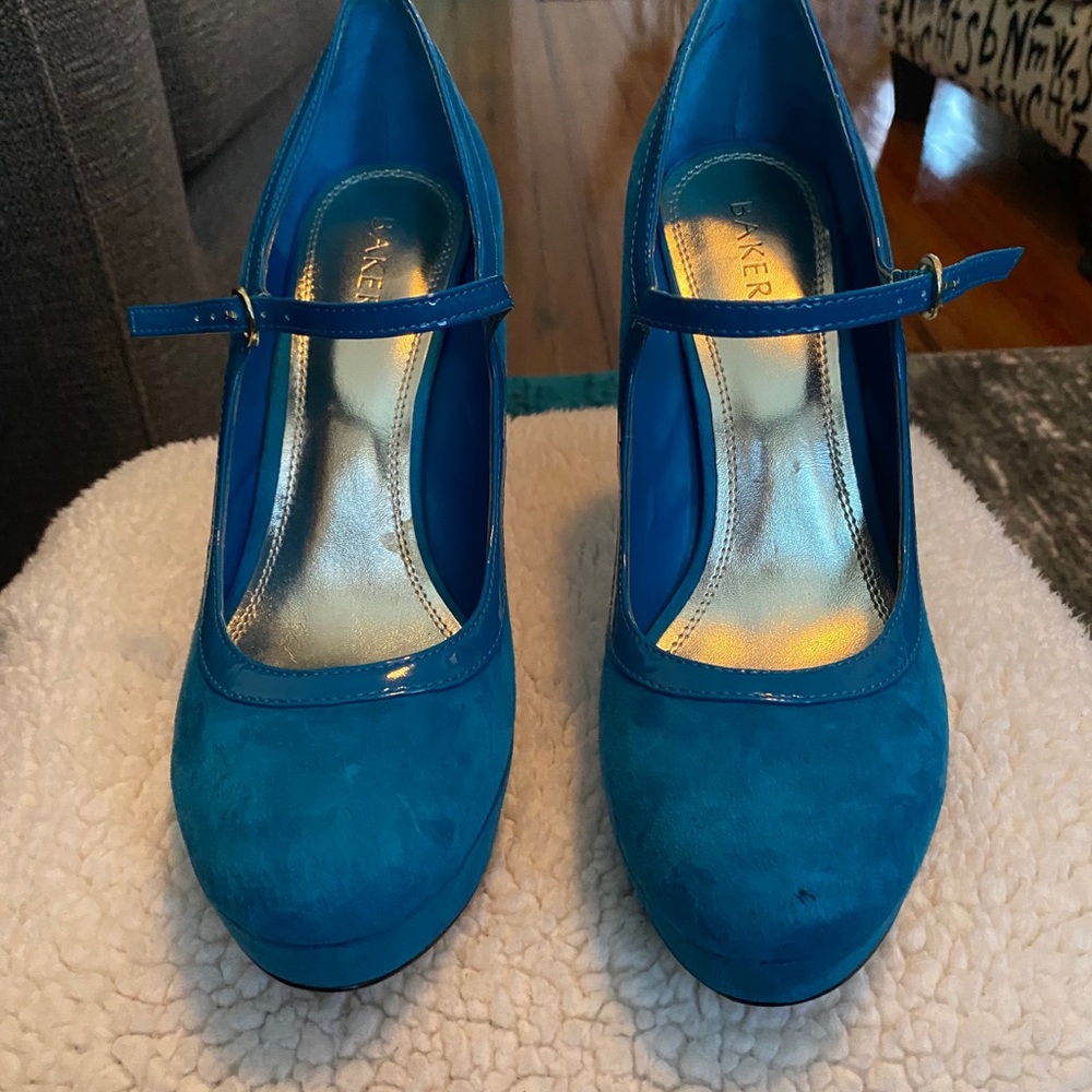 Mary Janes blue suede